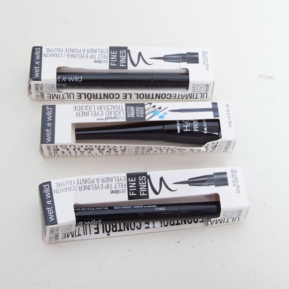 wet n wild Black Eyeliner (2) Felt Tip Eyeliner and (1) liquid Eyeliner - Picture 2 of 5